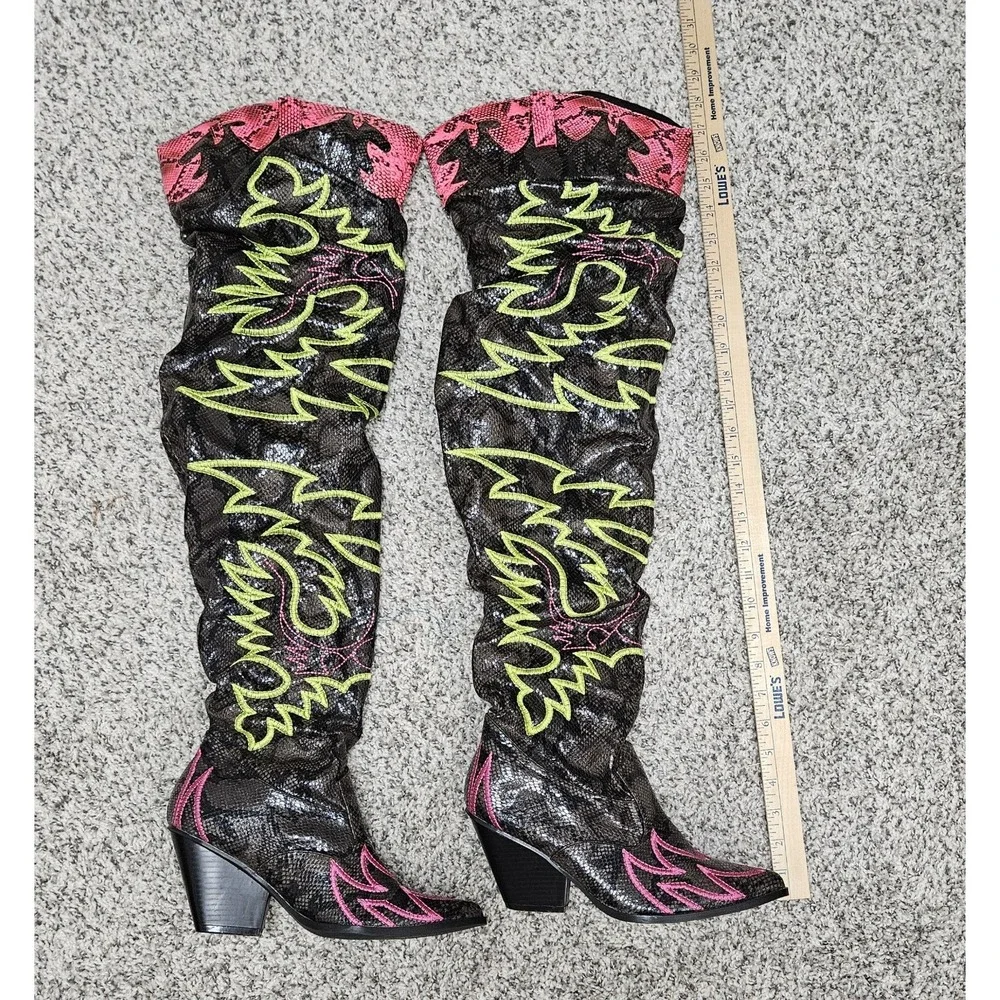 Cape Robbin Kelsey-21 Rock Star Slouchy Cowboy Western Thigh High Boots Size 8.5